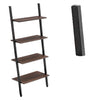 Rustic Style Iron Bookcase with Four Tier Wooden Shelves, Brown and Black