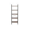 Five Tiered Rustic Wooden Ladder Shelf with Iron Framework, Brown and Black