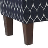 Geometric Patterned Fabric Upholstered Wooden Bench with Hinged Storage, Large, Blue and Brown