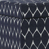 Geometric Patterned Fabric Upholstered Wooden Bench with Hinged Storage, Large, Blue and Brown