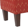 Geometric Patterned Fabric Upholstered Wooden Bench with Hinged Storage, Large, Orange and Brown