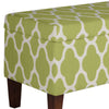 Quatrefoil Print Fabric Upholstered Wooden Bench With Hinged Storage, Large, Green and Cream