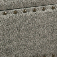 Textured Fabric Upholstered Wooden Storage Bench With Nail head Trim, Large, Gray and Black