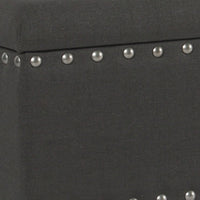 Fabric Upholstered Wooden Storage Bench With Nail head Trim, Large, Dark Gray and Brown