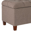 Textured Fabric Upholstered Tufted Wooden Bench With Hinged Storage, Brown