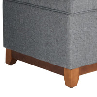 Textured Fabric Upholstered Wooden Ottoman With Button Tufted Top, Gray and Brown