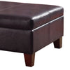 Leatherette Upholstered Wooden Ottoman With Hinged Storage, Brown, Large