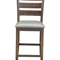 Wooden Pub Height Chair, Set of Two, Brown and Gray