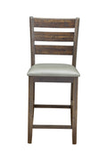 Wooden Pub Height Chair, Set of Two, Brown and Gray