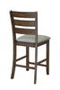 Wooden Pub Height Chair, Set of Two, Brown and Gray