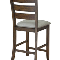 Wooden Pub Height Chair, Set of Two, Brown and Gray