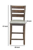 Wooden Pub Height Chair, Set of Two, Brown and Gray