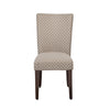 Fabric Upholstered Chair with Wooden Legs, Brown and Cream, Set of Two