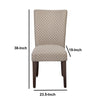 Fabric Upholstered Chair with Wooden Legs, Brown and Cream, Set of Two