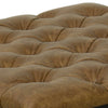 Ottoman with Faux Leather Upholstered Button Tufted Seat, Brown and Black