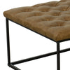 Ottoman with Faux Leather Upholstered Button Tufted Seat, Brown and Black