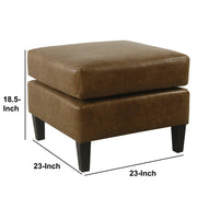 Upholstered Pillowtop Ottoman with Wooden Tapered Legs, Brown and Black