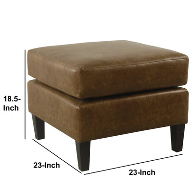 Upholstered Pillowtop Ottoman with Wooden Tapered Legs, Brown and Black