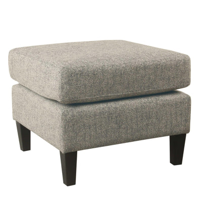 Upholstered Pillowtop Ottoman with Wooden Tapered Legs, Cream and Black