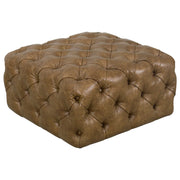 Upholstered Wooden Ottoman with Button Tufted Detailing, Brown