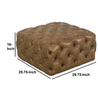 Upholstered Wooden Ottoman with Button Tufted Detailing, Brown