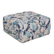 Fabric Upholstered Wooden Ottoman with Button Tufted Detailing, Multicolor