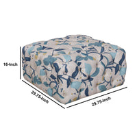 Fabric Upholstered Wooden Ottoman with Button Tufted Detailing, Multicolor