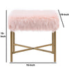 Ottoman with Tubular Metal Legs and X Shape Base, Pink and Gold