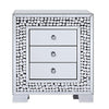 Crystal Inlaid Wooden Nightstand with Three Spacious Drawers, Clear and Black