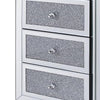 Three Drawers Wooden Nightstand with Mirrored Paneling, Clear