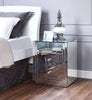 Two Drawers Wooden Nightstand with Mirrored Paneling, Clear