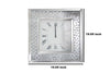 Square Shape Mirrored Analog Wall Clock with Wooden Backing, Clear