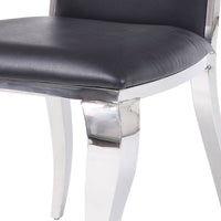 Metal Side Chairs with Cabriole Style Legs, Black and Silver, Set of Two