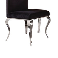 Metal Side Chairs with Cabriole Style Legs, Black and Silver, Set of Two