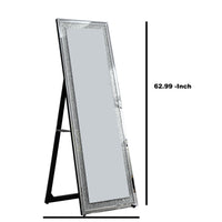 Wooden Framed Floor Mirror with Beveled Sides, Clear
