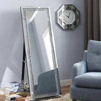Wooden Framed Floor Mirror with Fold Out Back Leg Support, Clear