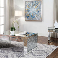 Wood and Mirror End Table with One Drawer, Clear