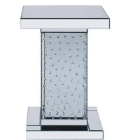 Wood and Mirror End Table with Faux Crystal Inlays, Clear