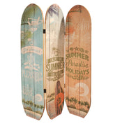 47" x 1" x 71" Multicolor Wood Surfboard Summer Screen