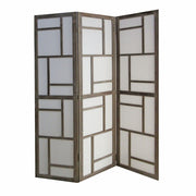 67" x 1.5" x 50" Gray Fabric And Wood 3 Panel Screen