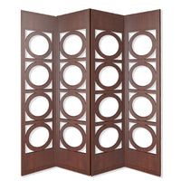 84" X 2" X 84" 4 Panel Espresso Brown Wood Screen