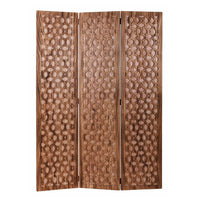 47" X 1" X 67" Colorful Carved Brown Wood Screen