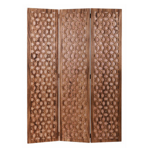 47" X 1" X 67" Colorful Carved Brown Wood Screen