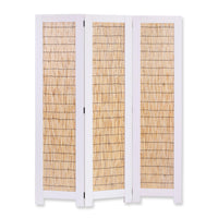 47" X 1.5" X 67" 3 Panel White Wood Wicker Screen