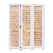 47" X 1.5" X 67" 3 Panel White Wood Wicker Screen