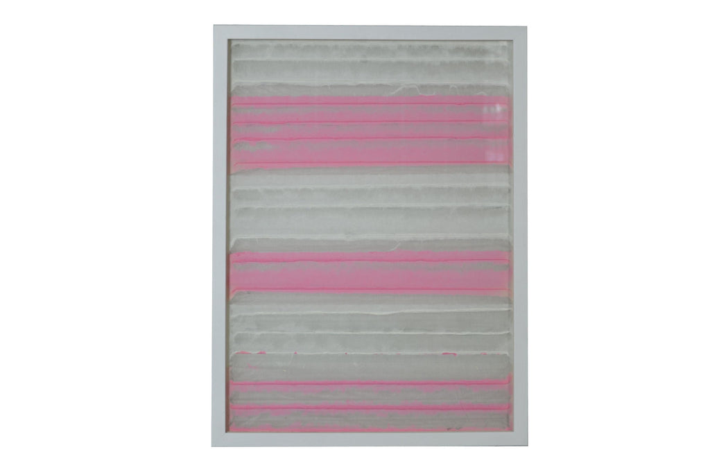 11'' X 2'' X 32'' White And Pink Fabric And Glass Shadow Box
