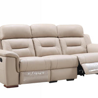 90" X 41" X 41" Modern Beige Leather Reclining Sofa