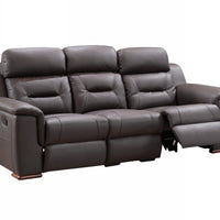 90" X 41" X 41" Modern Brown Leather Reclining Sofa