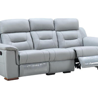 90" X 41" X 41" Modern Gray Leather Reclining Sofa