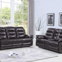 90" X 40" X 44" Modern Brown Leather Sofa And Loveseat